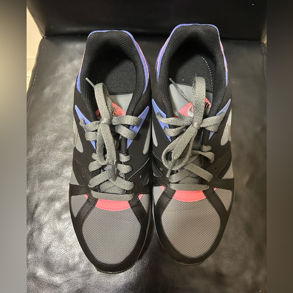 Purple pink black and gray shoes